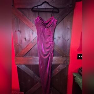 Elegant Purple Black Shimmer Evening Gown L
